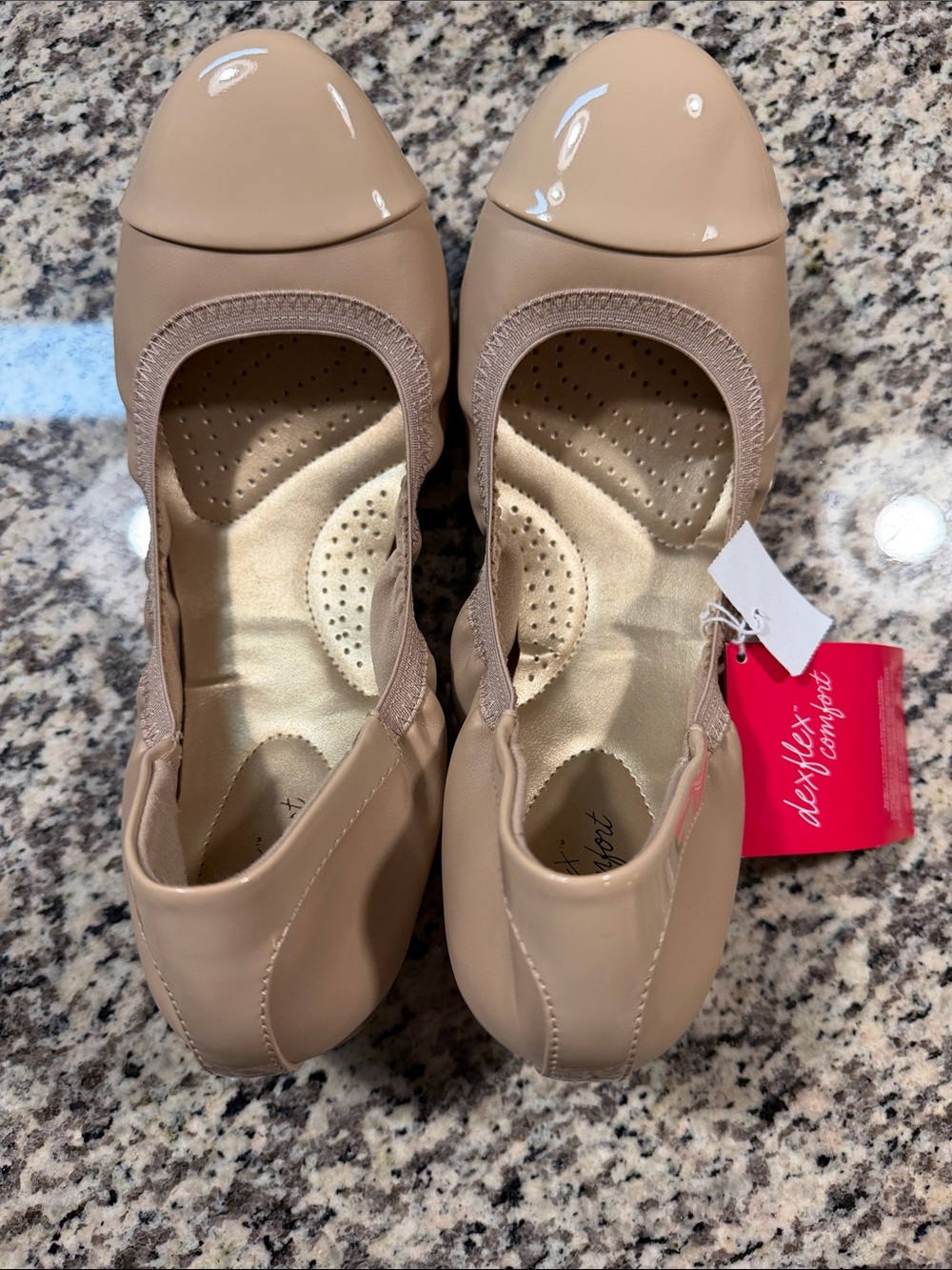 dexflex comfort Nude Patent Cap-Toe Slip-On Ballet Flats
